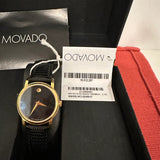 Movado Museum Black Dial Black Leather Strap Watch For Women - 2100006 Buy Now By Movado