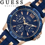 Guess Oasis Blue Dial Blue & Rose Gold Stainless Steel Strap Watch For Men - W0366G4 Buy Now By Guess