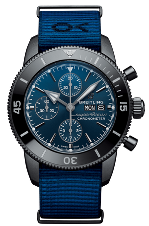 Breitling Superocean Heritage Chronograph 44 Outerknown Blue Dial Blue NATO Strap Watch for Men - M133132A1C1W1 Buy Now By Breitling