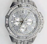 Bulova Crystal Collection Pave Silver Dial with Crystals Silver Steel Strap Watch for Men - 96C134 Buy Now By Bulova