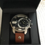 Diesel SBA Dual Time Black Dial Brown Leather Strap Watch For Men - DZ7264 Buy Now By Diesel