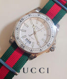Gucci Dive White Dial Red & Green Nylon Strap Watch For Men - YA136207 Buy Now By Gucci