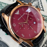 Emporio Armani Classic Chronograph Burgundy Dial Brown Leather Strap Watch For Men - AR1890 Buy Now By Emporio Armani