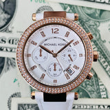 Michael Kors Parker White Diamonds Dial White Leather Strap Watch for Women - MK2281 Buy Now By Michael Kors
