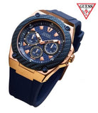 Guess Legacy Blue Dial Blue Silicone Strap Watch For Men - W1049G2 Buy Now By Guess