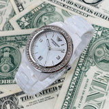 Emporio Armani Ceramica White Mother of Pearl Dial Stainless Steel Strap Watch For Women - AR1426 Buy Now By Emporio Armani
