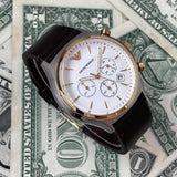 Emporio Armani Chronograph White Dial Brown Leather Strap Watch For Men - AR11033 Buy Now By Emporio Armani