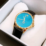 Gucci G Timeless Turquoise Blue Dial Black Leather Strap Watch For Men - YA126462 Buy Now By Gucci