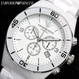 Emporio Armani Ceramic Chronograph White Dial White Ceramic Strap Watch For Men - AR1424 Buy Now By Emporio Armani