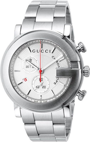 Gucci G Chrono Chronograph White Dial Silver Steel Strap Watch For Men - YA101339 Buy Now By Gucci