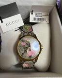 Gucci G Timeless Floral Brown Dial Brown Leather Strap Watch For Women - YA1264038 Buy Now By Gucci