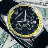 Emporio Armani Chronograph Black Dial Black Rubber Strap Watch For Men - AR5865 Buy Now By Emporio Armani