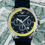 Emporio Armani Chronograph Black Dial Black Rubber Strap Watch For Men - AR5865 Buy Now By Emporio Armani