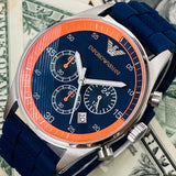 Emporio Armani Chronograph Blue Dial Blue Rubber Strap Watch For Men - AR5864 Buy Now By Emporio Armani