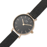 Daniel Wellington Classic Petite Pressed Ashfield Black Dial Black Mesh Bracelet Watch For Women - DW00100441 Buy Now By Daniel Wellington