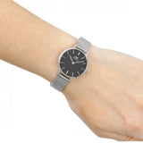 Daniel Wellington Petite Sterling Black Dial Silver Mesh Bracelet Watch For Women - DW00100218