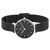 Daniel Wellington Petite Ashfield Black Dial Black Mesh Strap Watch For Women - DW00100246 Buy Now By Daniel Wellington