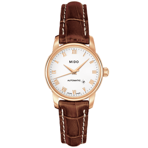 Mido Baroncelli III Automatic White Dial Brown Leather Strap Watch For Women - M7600.3.26.8 Buy Now By Mido