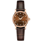 Mido Baroncelli III Automatic Diamonds Brown Dial Brown Leather Strap Watch For Women - M7600.3.64.8 Buy Now By Mido