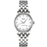 Mido Baroncelli III Automatic Diamonds White Dial Silver Steel Strap Watch For Women - M7600.4.66.1 Buy Now By Mido