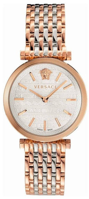 Versace V-Twist White Dial Two Tone Mesh Bracelet Watch for Women - VELS00719 Buy Now By Versace