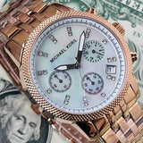 Michael Kors Damen White Dial Rose Gold Steel Strap Watch for Women - MK5026 Buy Now By Michael Kors