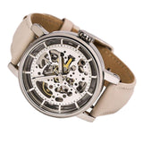 Fossil Boyfriend Automatic Skeleton Silver Dial White Leather Strap Watch for Women - ME3069 Buy Now By Fossil