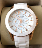 Fossil Ceramic Multifunction White Dial White Steel Strap Watch for Women - CE1006 Buy Now By Fossil