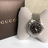 Gucci GG2570 Quartz Black Dial Silver Steel Strap Watch For Men - YA142401 Buy Now By Gucci