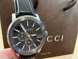 Gucci G Chrono Black Dial Black Leather Strap Watch For Men - YA101205 Buy Now By Gucci