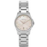 Gucci G Timeless Diamonds Mother of Pearl Dial Silver Steel Strap Watch For Women - YA126542 Buy Now By Gucci