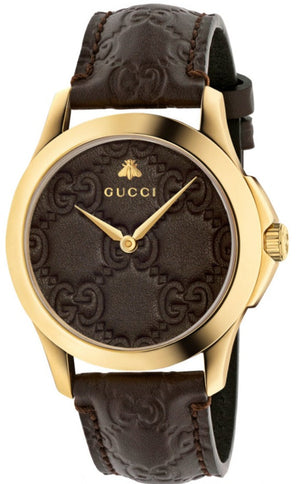 Gucci G Timeless Quartz Brown Dial Brown Leather Strap Watch for Men - YA1264035 Buy Now By Gucci