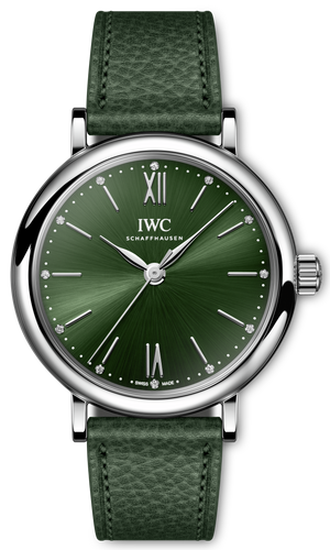 IWC Portofino Automatic Automatic Green Dial Green Leather Strap Watch for Women - IW357412 Buy Now By IWC