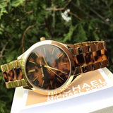 Michael Kors Slim Runway Tortoise Shell Dial Two Tone Steel Strap Watch for Women - MK4284 Buy Now By Michael Kors