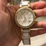 Michael Kors Parker White Dial Two Tone Steel Strap Watch for Women - MK6119 Buy Now By Michael Kors