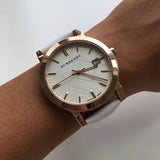 Burberry The City White Dial White Leather Strap Watch for Women - BU9012 Buy Now By Burberry