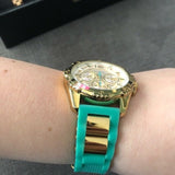 Guess Intrepid 2 Silver Dial Two Tone Rubber Strap Watch For Women - W0325L4 Buy Now By Guess