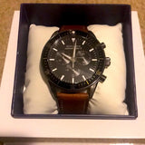 Movado Heritage Series 29mm Calendoplan Chronograph Black Dial Brown Leather Strap Watch For Men - 3650060 Buy Now By Movado