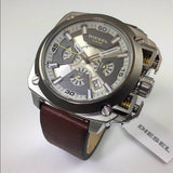 Diesel BAMF Chronograph Beige Dial Brown Leather Strap Watch For Men - DZ7343 Buy Now By Diesel