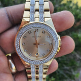 Bulova Crystal Collection Champagne Dial Two Tone Steel Strap Watch for Women - 98B174 Buy Now By Bulova