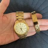 Michael Kors Slim Runway Gold Dial Gold Steel Strap Watch for Women - MK3335 Buy Now By Michael Kors
