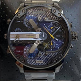 Diesel Big Daddy 2.0 Chronograph Blue Dial Grey Steel Strap Watch For Men - DZ7331 Buy Now By Diesel