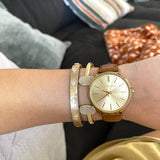 Michael Kors Jaryn Quartz Gold Dial Brown Leather Strap Watch For Women - MK2496 Buy Now By Michael Kors