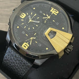 Diesel Uber Chief Two Hand Black Dial Black Leather Strap Watch For Men - DZ7377 Buy Now By Diesel