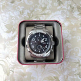 Fossil Bronson Chronograph Black Dial Silver Steel Strap Watch for Men - FS5710 Buy Now By Fossil