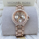 Michael Kors Camille Multifunction Crystals Rose Gold Dial Rose Gold Steel Strap Watch For Women - MK6997 Buy Now By Michael Kors