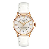Tissot Chemin Des Tourelles Powermatic 80 Lady Silver Dial White Leather Strap Watch For Women - T099.207.36.118.00 Buy Now By Tissot