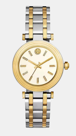 Tory Burch Classic T White Dial Two Tone Steel Strap Watch for Women - TBW9014 Buy Now By Tory Burch