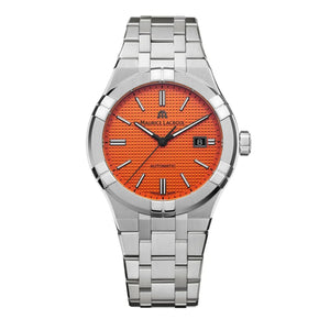 Maurice Lacroix Aikon Limited Edition Automatic Date Orange Dial Silver Steel Strap Watch For Men - AI6008-SS00F-530-1 Buy Now By Maurice Lacroix