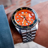 Seiko 5 Sports GMT Automatic Orange Dial Silver Steel Strap Watch For Men - SSK005K1 Buy Now By Seiko